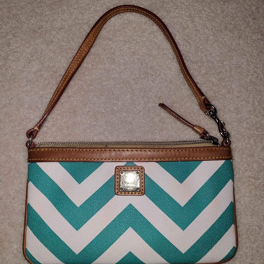 Dooney & Bourke Designer Striped Wristlet Clutch Handbag Purse